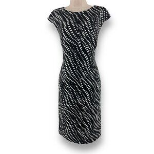 Size 12 ANNE‎ KLEIN BLACK & WHITE CLASSY SHEATH Day/Evening All-Season Office